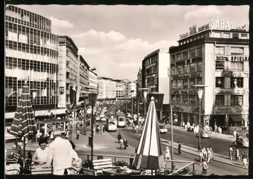 AK Frankfurt am Main, Zeil, Strassenbahn, Geschäftshäuser