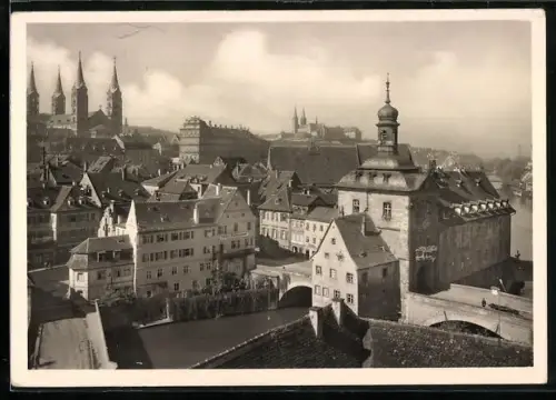AK Bamberg, Altes Rathaus, Dom, Stadtansicht