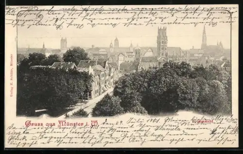 AK Münster i. W., Totalansicht der Stadt