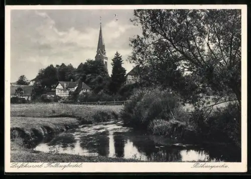 AK Fallingbostel, Böhmepartie, Kirche, Flusslandschaft
