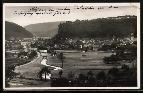 AK Dahn, Pfalz, Ortsansicht mit Burg und Kirche