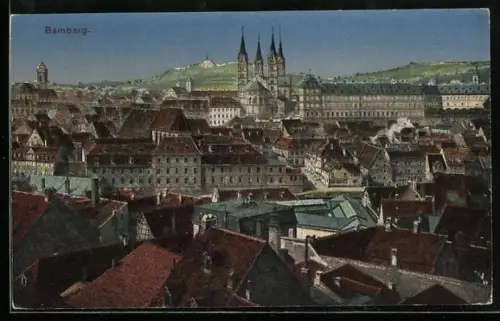AK Bamberg, Stadtansicht mit Dom und Kloster St. Michael