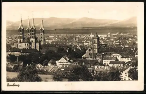 AK Bamberg, Ortsansicht mit Dom und Kirche