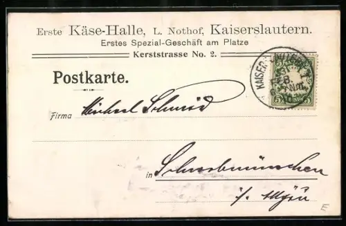 AK Kaiserslautern, Erste Käse-Halle, L. Nothof, Kerststrasse 2
