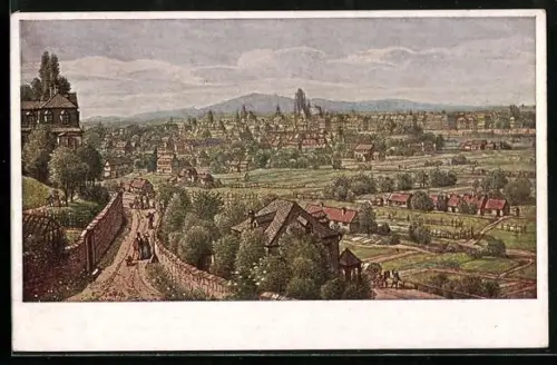 Künstler-AK Frankfurt a. M., Ansicht vom Mühlberg um 1850