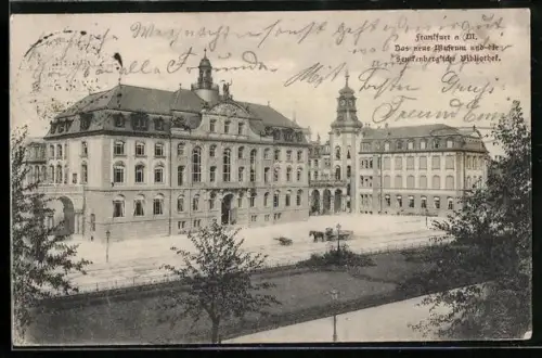 AK Frankfurt a. M., Neues Museum und Senckenbergische Bibliothek