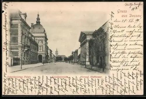 AK Dessau, Erbprinzliches Palais, Kavalierstrasse, Herzogl. Hoftheater
