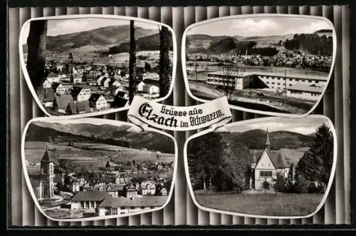 AK Elzach im Schwarzwald, Ortsansichten, Kirche, Landschaft