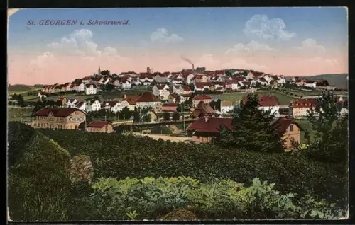 AK St. Georgen i. Schwarzwald, Gesamtansicht der Stadt