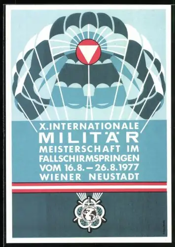 AK Wiener Neustadt, X. Internationale Militär Meisterschaft im Fallschirmspringen 1977