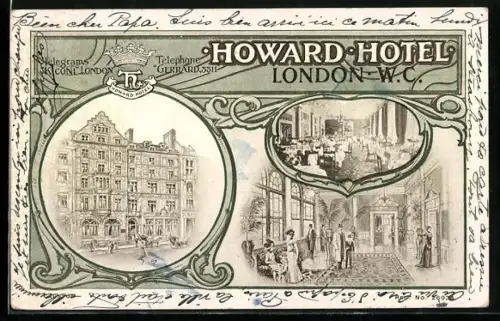 AK London-W. C., Howard Hotel, Innenansichten