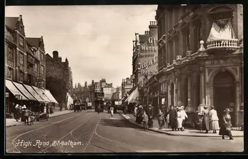 AK Streatham, High Road, Strassenbahn