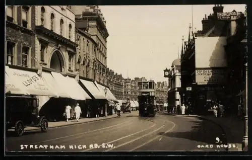 AK Streatham, High Road, Strassenbahn