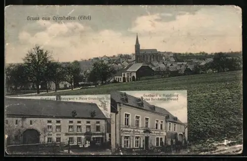 AK Orenhofen /Eifel, Gasthaus und Handlung Peter Reichertz-Freund, Gasthaus u. Metzgerei v. Peter Grumbach