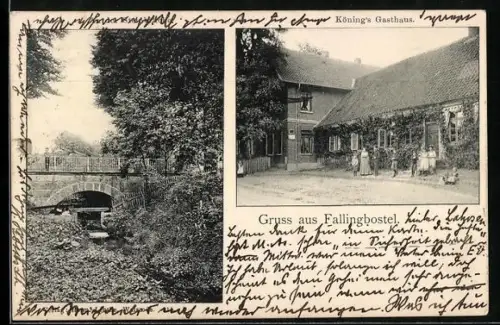 AK Fallingbostel, Königs Gasthaus, An der Steinbrücke