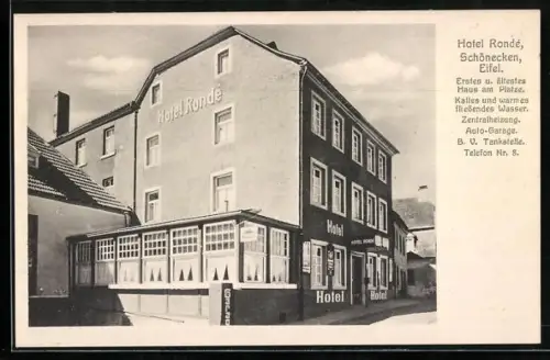 AK Schönecken /Eifel, Strassenpartie mit Hotel Rondé