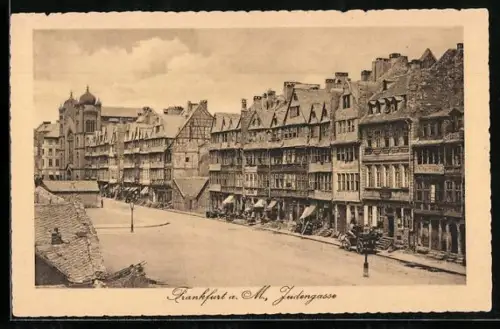 AK Alt-Frankfurt, Judengasse mit Synagoge aus der Vogelschau