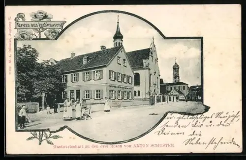 AK Lechhausen, Gasthaus zu den drei Rosen, Bes. Anton Schuster