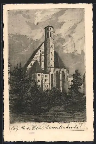 Künstler-AK Wien, Partie an der Minoritenkirche
