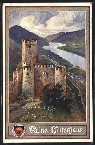 Deutscher Schulverein Nr. 135: Spitz an der Donau, Ruine Hinterhaus mit Flusspanorama