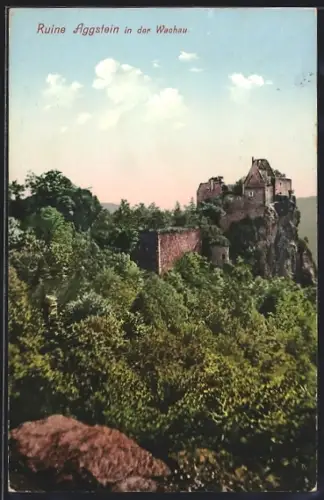 AK Aggstein in der Wachau, Ruine im Wald