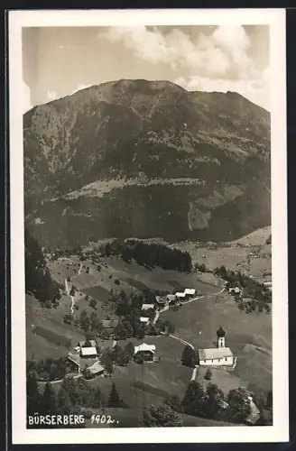 AK Bürserberg, Panorama mit Kirche und Bergpanorama