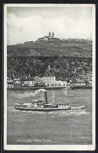 AK Maria Taferl, Raddampfer auf dem Fluss