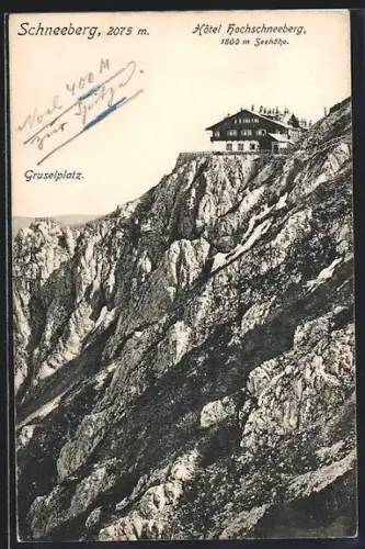AK Puchberg am Schneeberg, Hotel Hochschneeberg, Gruselplatz