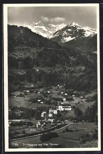 AK Tschagguns, Ortsansicht mit Drei Türmen