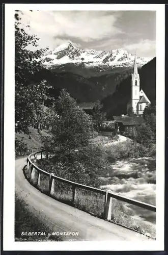 AK Silbertal /Montafon, Kirche mit Gebirgspanorama