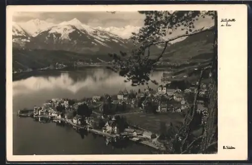 AK Millstatt a. See, Panorama mit See, Ort und Bergen