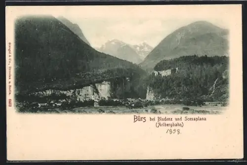 AK Bürs bei Bludenz, Panorama mit Scesaplana