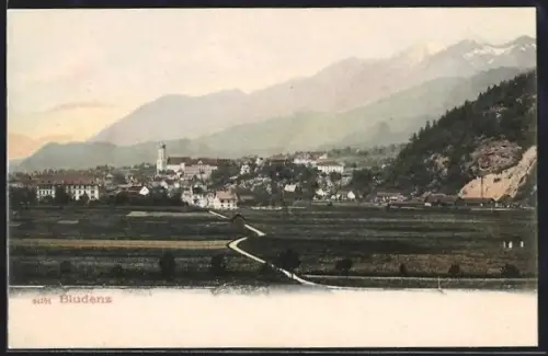 AK Bludenz, Panorama mit Kirche und Bergen
