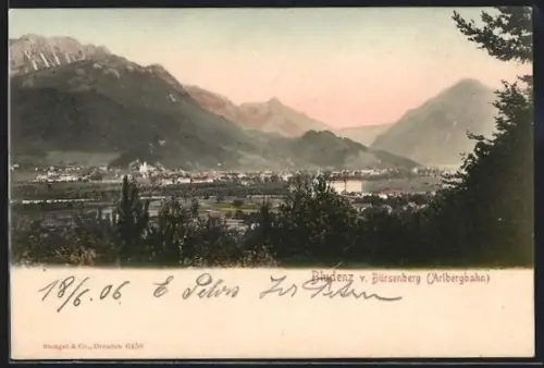 AK Bludenz, Orts- und Gebirgspanorama vom Bürserberg