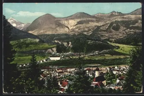 AK Bludenz /Vorarlberg, Panorama mit Kirche, Montigel und Seespiana
