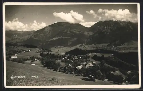 AK Bürserberg, Dorf- und Gebirgsansicht mit Kirche