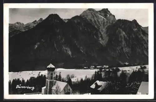 AK Bürserberg, Kirche vor markantem Bergpanorama
