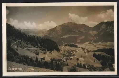 AK Bürserberg, Bergpanorama mit Kirche und Gehöften