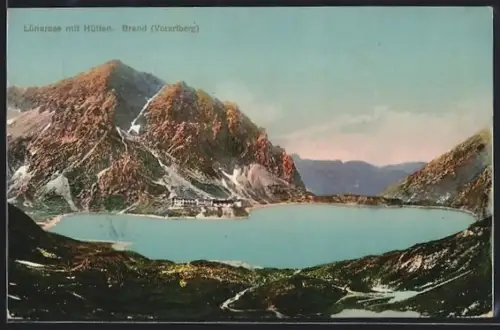 AK Brand /Vorarlberg, Lünersee mit Hütten