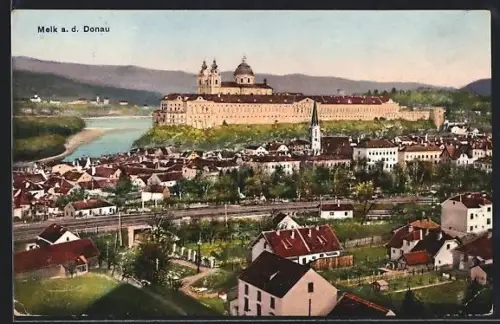AK Melk a. d. Donau, Stift Melk und Donaupanorama