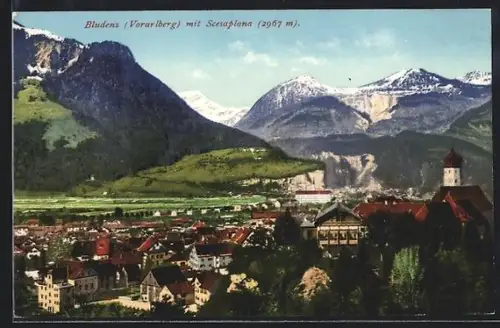 AK Bludenz /Vorarlberg, Panorama mit Scesaplana
