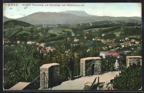 AK Graz, Schöckl, Rosenberg und Rainerkogel vom Schlossberg aus