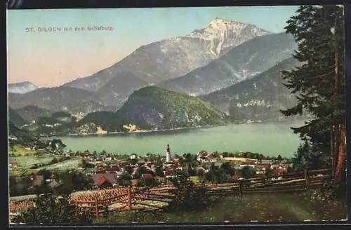 AK St. Gilgen, Panorama mit dem Schafberg