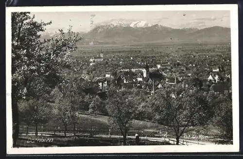 AK Dornbirn, Panorama mit Kirche und Gebirgspanorama