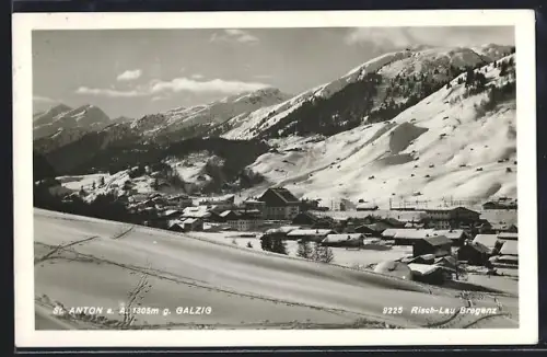 AK St. Anton am Arlberg, Ortspanorama mit Galzig