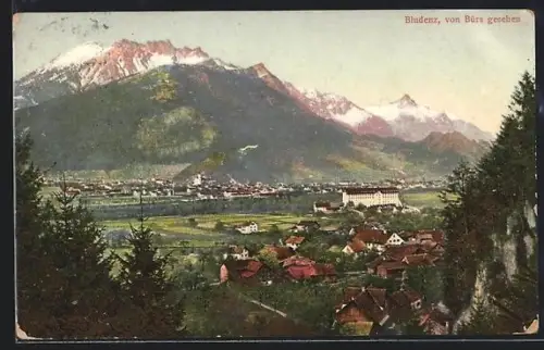 AK Bludenz, Von Bürs gesehen, Orts- und Bergpanorama
