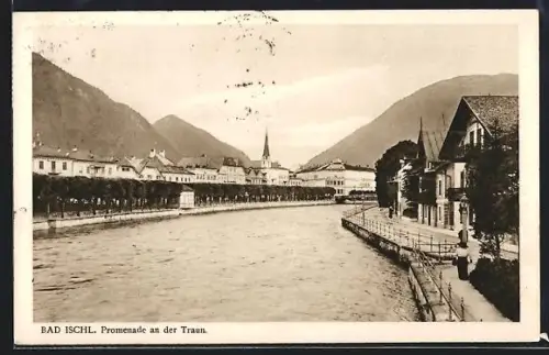 AK Bad Ischl, Promenade an der Traun
