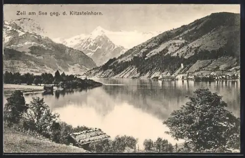 AK Zell am See, Panorama mit Kitzsteinhorn