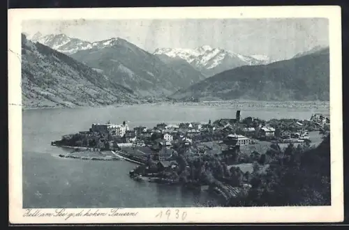 AK Zell am See, Panorama mit See und Bergen