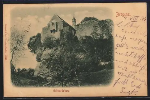 AK Bregenz, Gebhardsberg, Burgruine auf Felsen